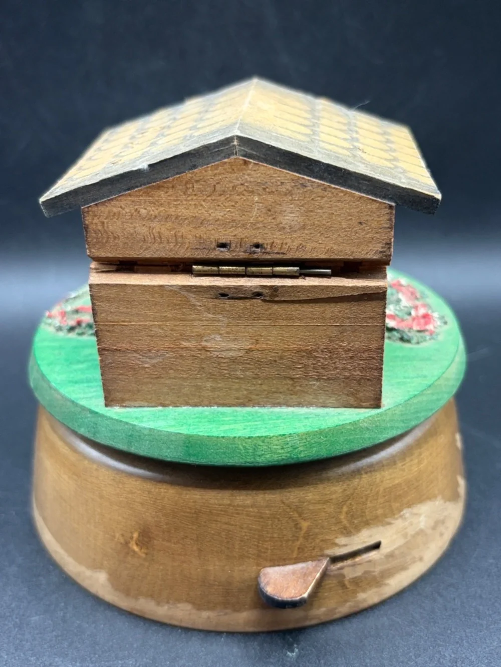 Vintage Reuge Swiss Chalet Cabin Music Box “Toy Symphony” Trinket Box Works